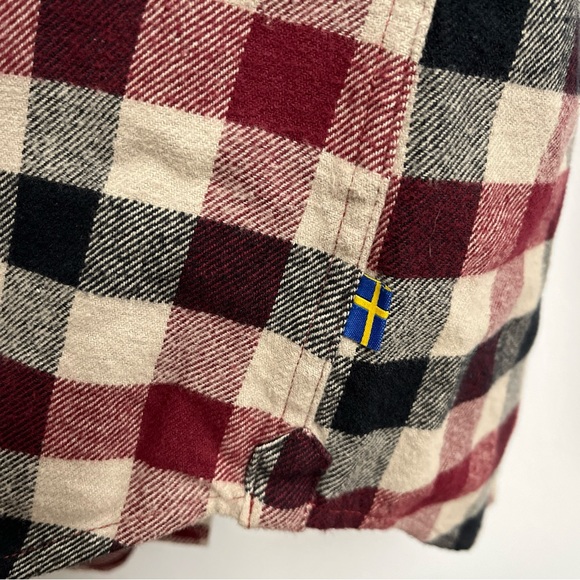 Fjallraven Skog Shirt Mens Flannel Button Front Size XL Slim Fit Dark Garnet-Fog - Picture 4 of 10